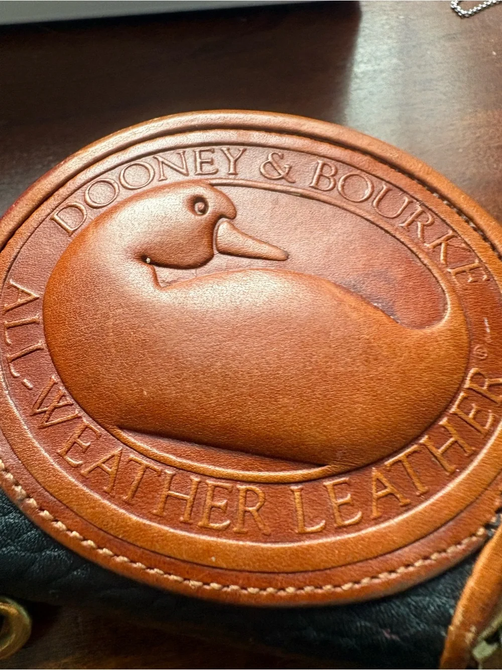 Dooney & Bourke Tan Embossed Duck Leather Patch Wallet